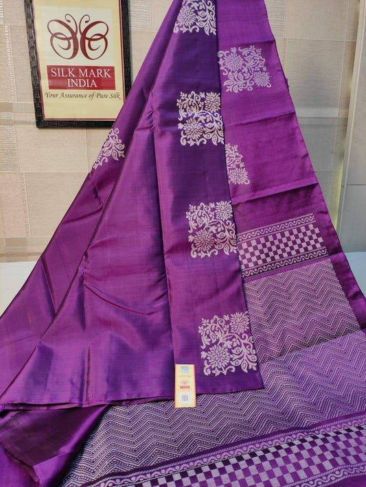 Designer Purple Soft Lichi Silk Saree