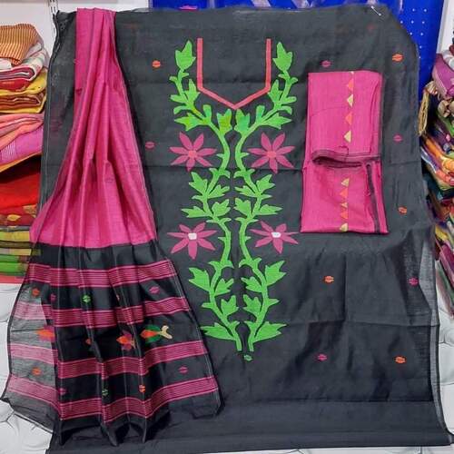 Black2 Color Cotton Silk Dhakai Jamdani Suit Set