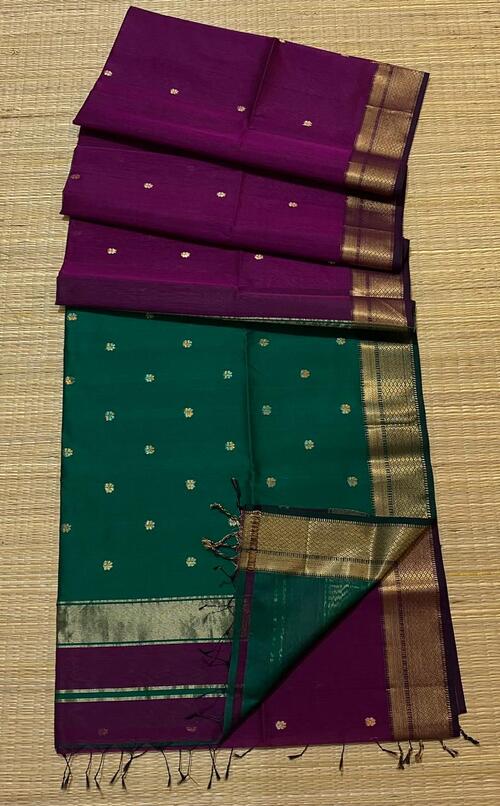 Violet color hand woven all over buti work saree