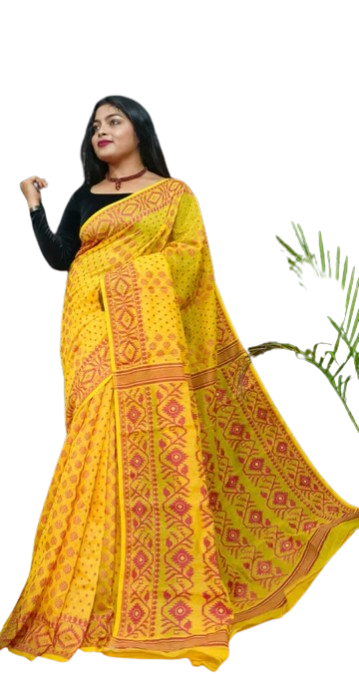 Yellow Colour Jamdani