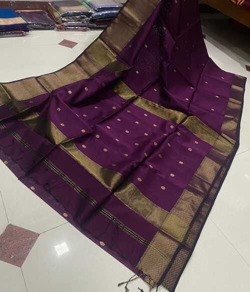 Deep violet color beautiful gold zari design border