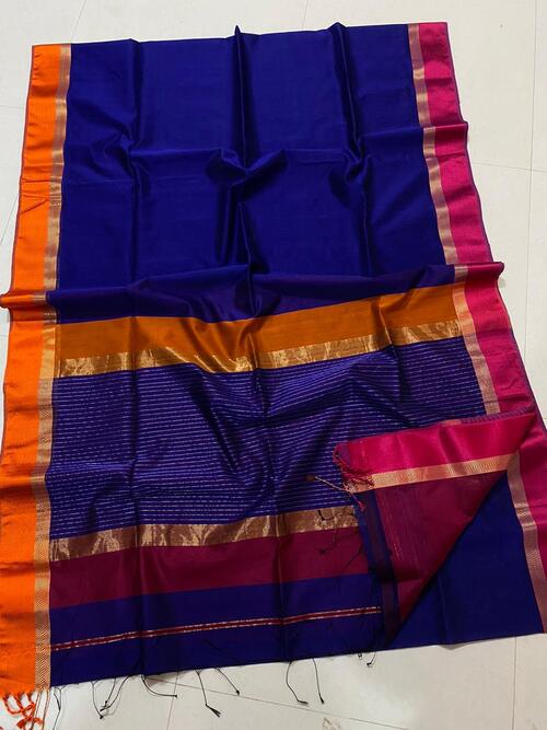 Royal blue color with Ganga jamuna resham shotten & gold zari design border saree