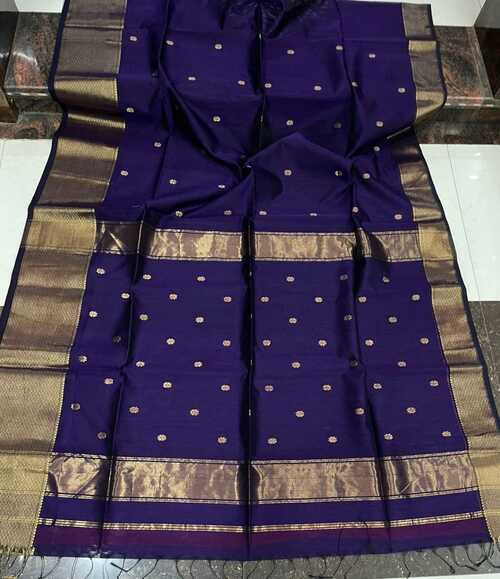 Violet Maheshwari Saree with Buti Work | Handwoven Cotton Silk