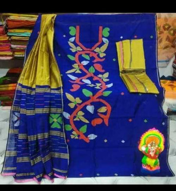 Royal blue Color Cotton Silk Dhakai Jamdani Suit Set