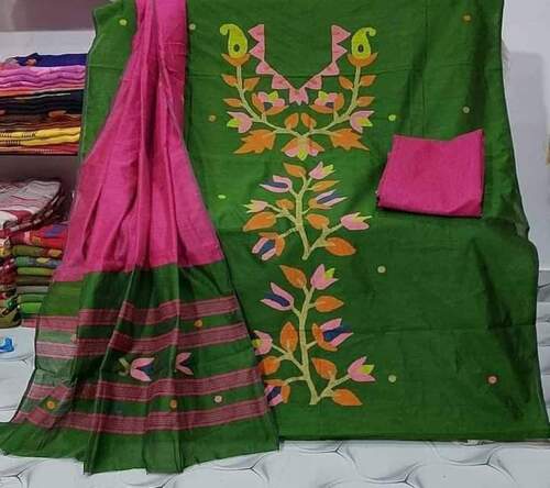 Green Color Cotton Silk Dhakai Jamdani Suit Set