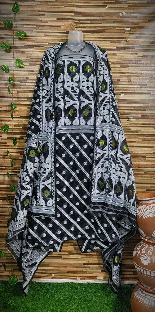 Black & white color 2 pcs jamdani suit