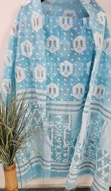 Sky blue color 2 pcs dhakai jamdani suit set