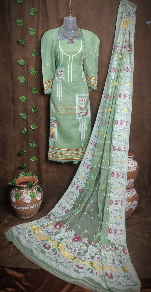 Sea green color 2 pcs dhakai jamdani suit set