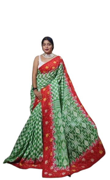 Green Base Dhakai Jamdani Saree with Heavy Embroidered Border | Traditional Buti Work | Festive Ethnic Saree