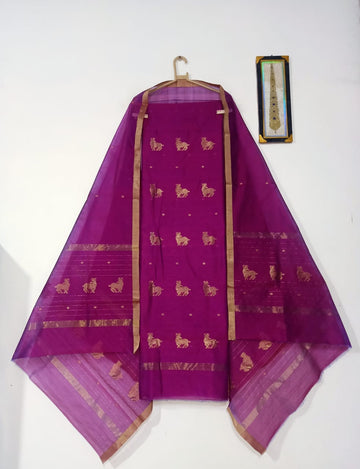 Magenta top with same color dupatta hand Work Chanderi 2 pcs Suit