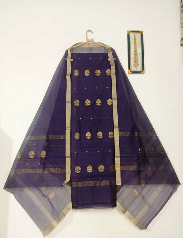 Navy blue top with same color dupatta hand Work Chanderi 2 pcs Suit