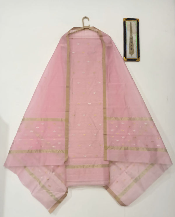 Baby pink top with same color dupatta hand Work Chanderi 2 pcs Suit