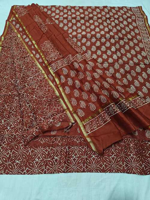 Rust Color 3-Piece Chanderi Cotton Silk Suit Set | Elegant Handwork Embroidery | Unstitched Ethnic Wear for Weddings, Festive, and Casual Events