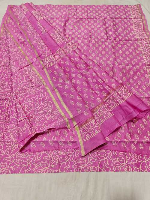 Pink Chanderi Cotton Silk Suit Set | 3-Piece Handwork Embroidery | Unstitched Ethnic Wear for Weddings, Festive, and Casual Occasions