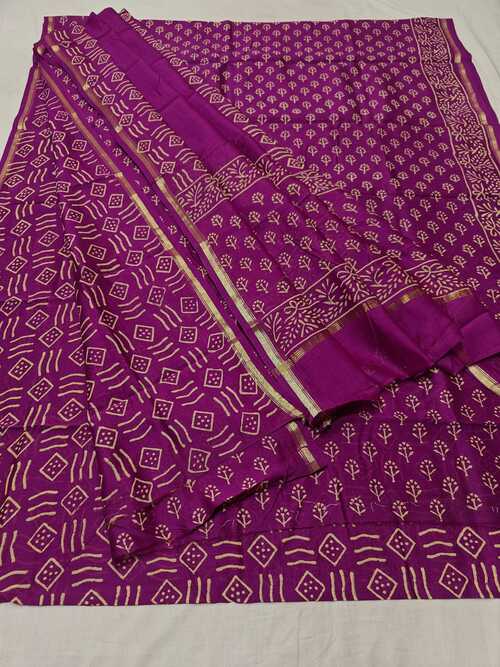 Dark Magenta 3-Piece Unstitched Chanderi Cotton Silk Suit Set – Handwork Design for Elegant Occasions