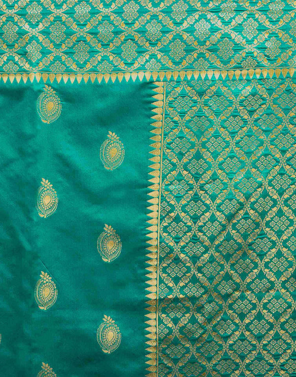 Teal Green Silk Woven Saree – Elegant 5.3 Meter Saree with Luxurious Woven Design and Unstitched Blouse