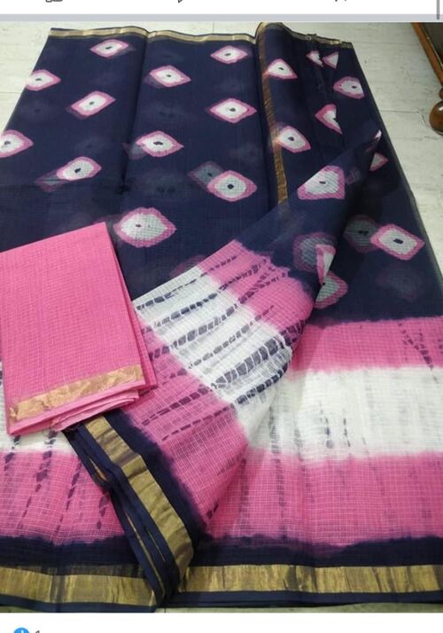 Navy blue color bandhani printed saree