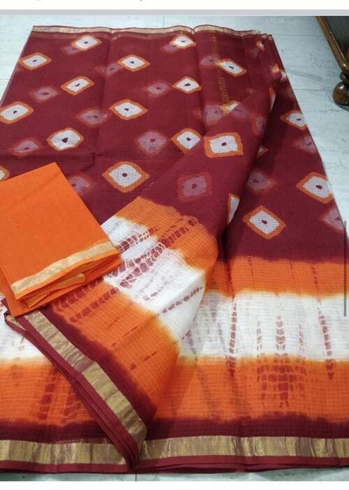 Maroon color bandhani printed saree