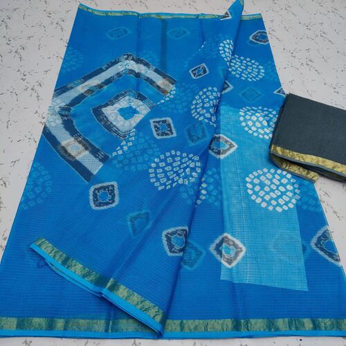 Blue color bandhani printed saree