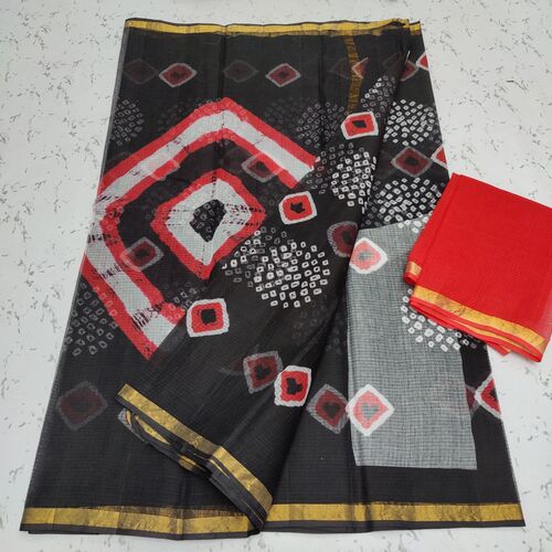 Black color bandhani printed saree