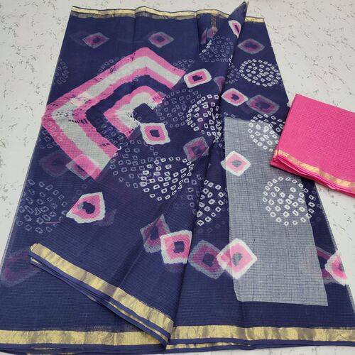 Dark Blue color bandhani printed saree