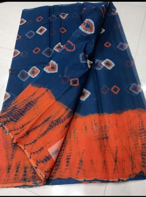 Royal Blue color bandhani printed saree