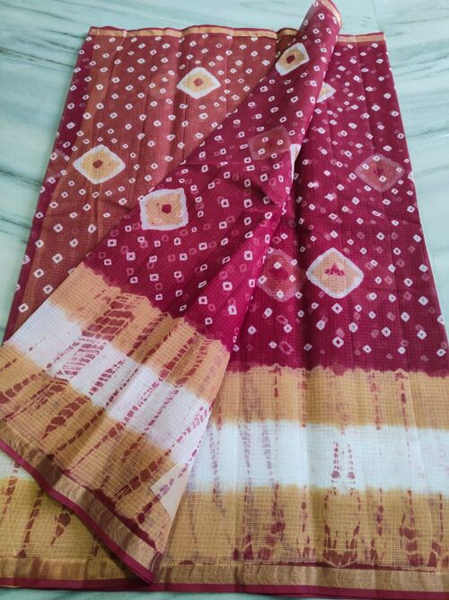 Dark pink color bandhani printed saree