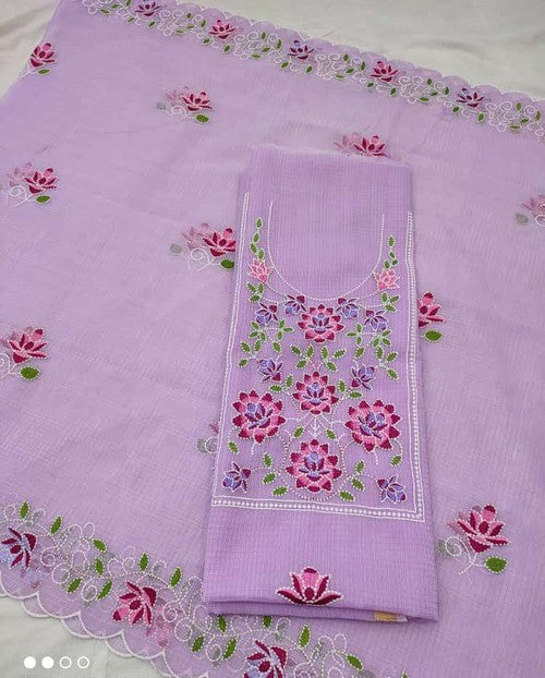 Light purple color Embroidered Kota doria suit