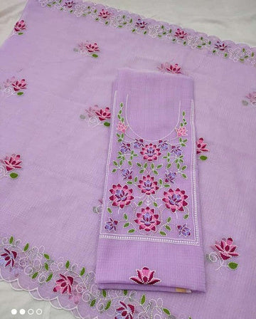 Light purple color Embroidered Kota doria suit