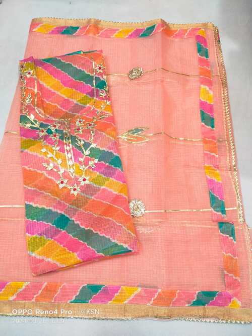 Multi color with orange dupatta gotta pati work 2pcs suit set