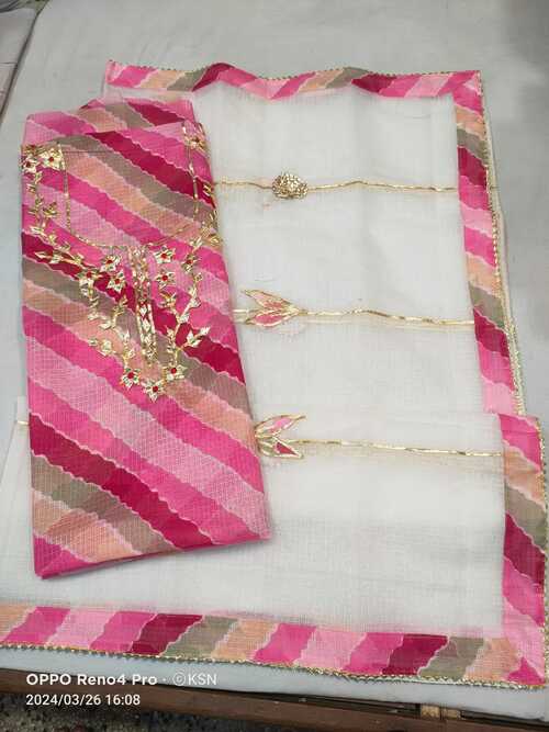 Multi color with white dupatta gotta pati work 2pcs suit set