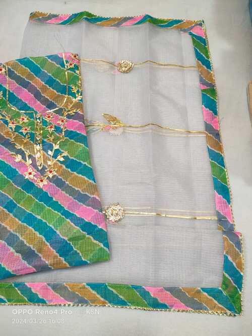 Multi color with whitei dupatta gotta pati work 2pcs suit set