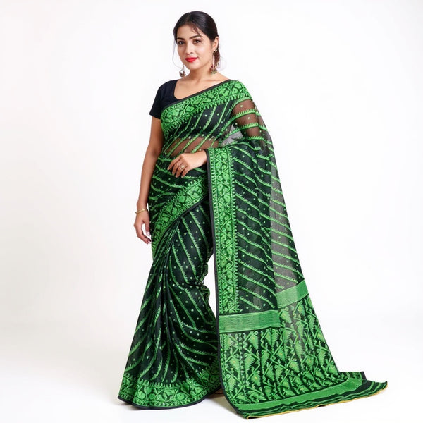 Black & Green color Jamdani