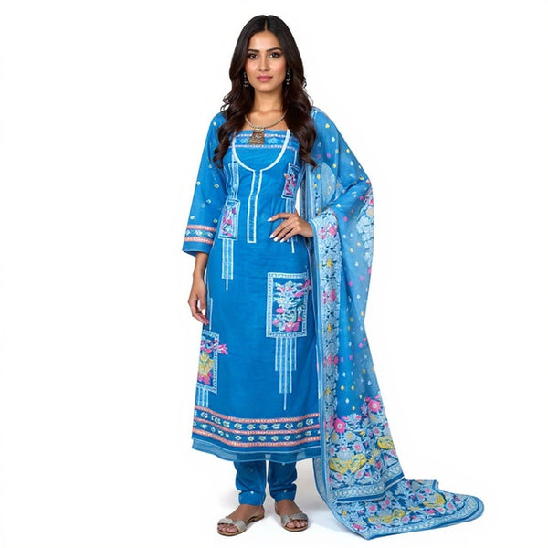 Blue color 2 pcs dhakai jamdani suit set