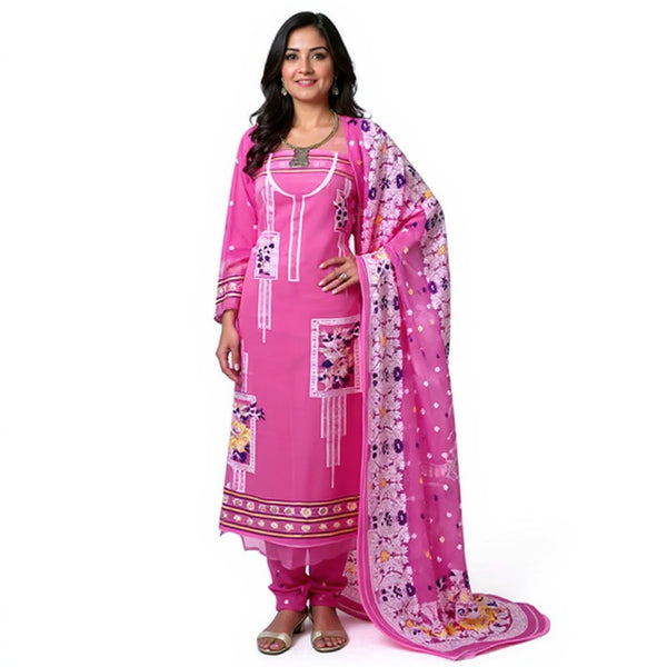 Pink color 2 pcs dhakai jamdani suit set