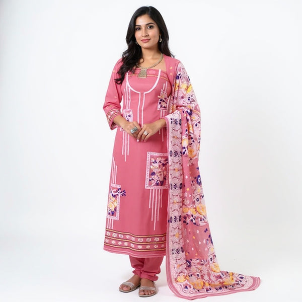 Peach color 2 pcs dhakai jamdani suit set