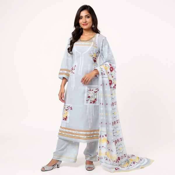 White color 2 pcs dhakai jamdani suit set