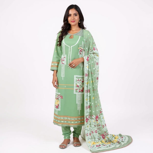 Sea green color 2 pcs dhakai jamdani suit set