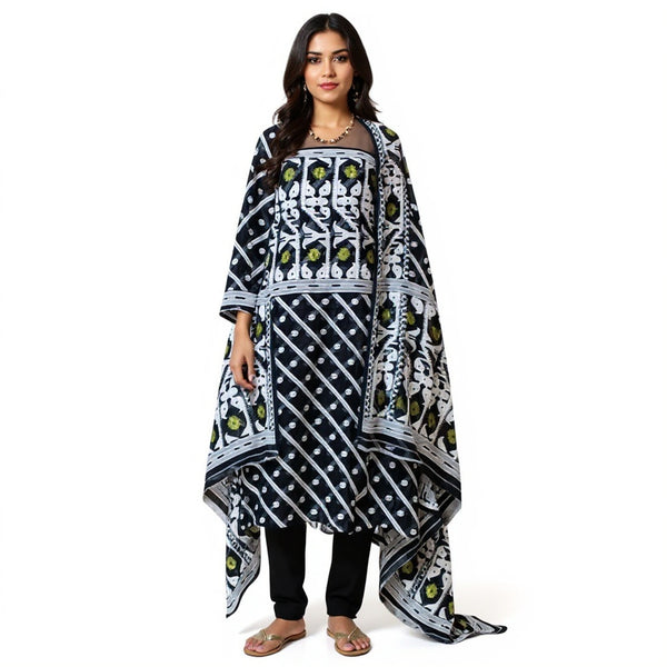 Black & white color 2 pcs jamdani suit