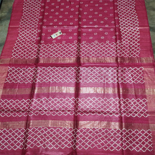 Magenta color tusar ghicha saree - Sarikart Online