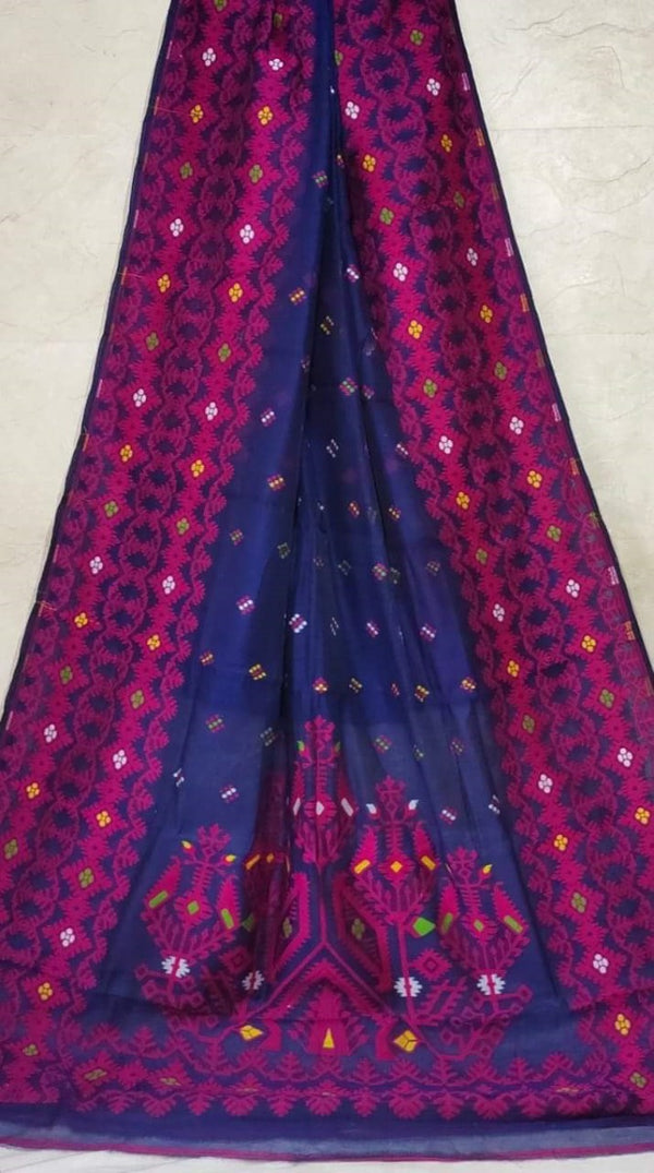 Navy blue colour Jamdani saree