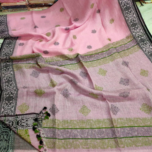 Light pink color linen Jamdani