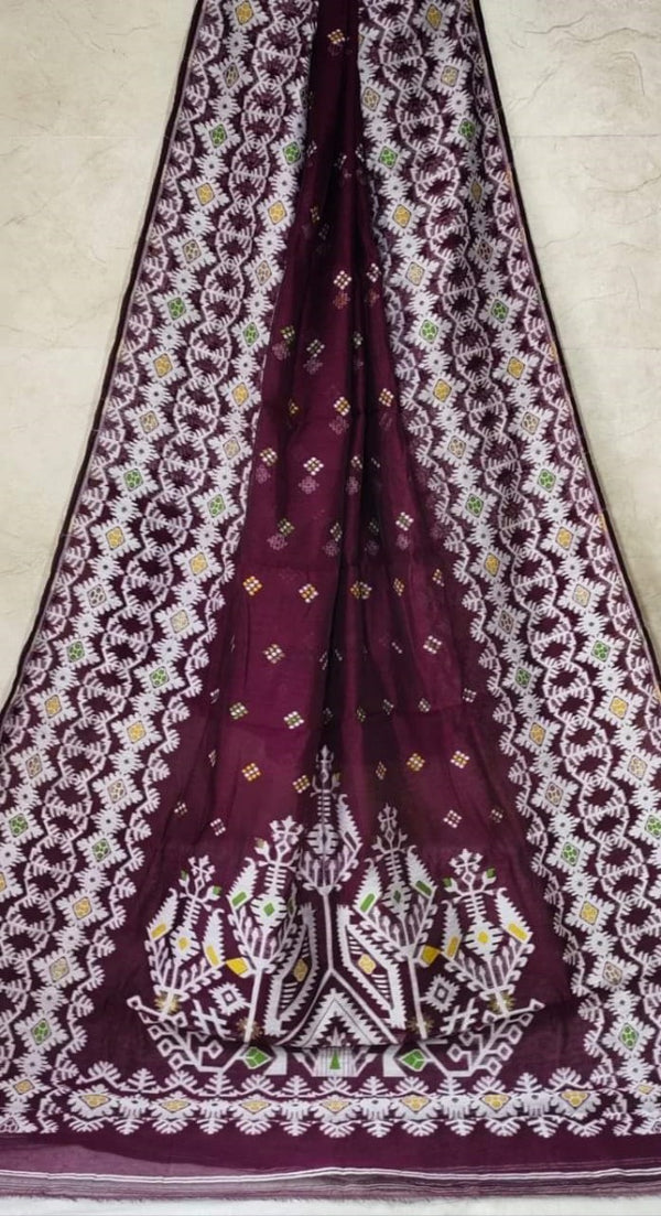 Coffee colour Jamdani saree