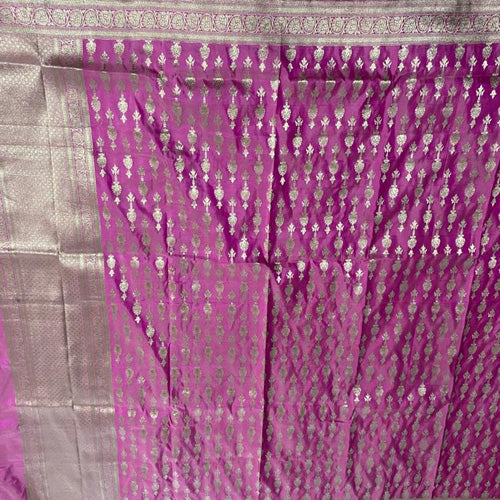 Purple color Banarasi Silk Handwoven Zari Buti Dupatta with Tassels