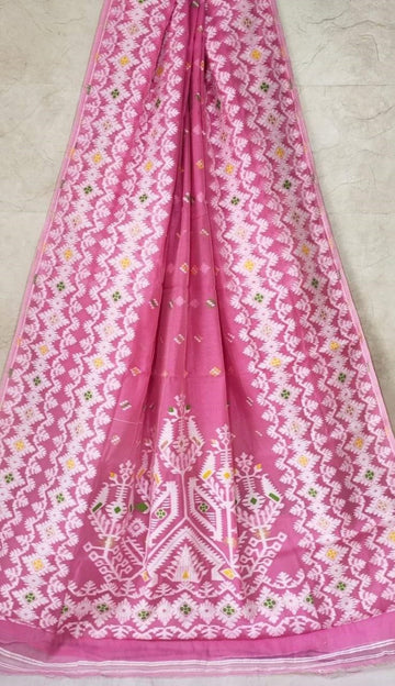 Pink colour Jamdani saree