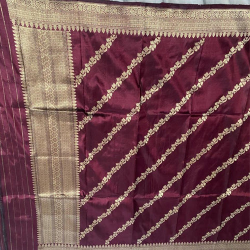 Maroon color Banarasi Silk Handwoven Zari Buti Dupatta with Tassels