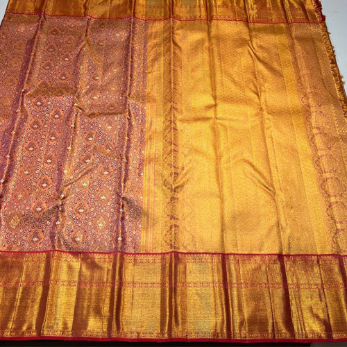 Multi color floral pattern kanjivaram handloom tissue korvai silk saree