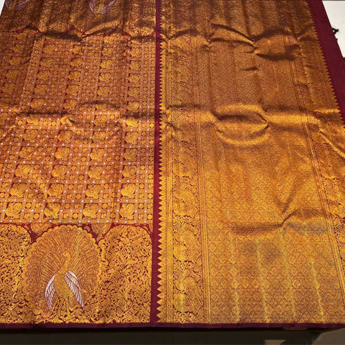 Maroon colour kanjivaram handloom silk saree