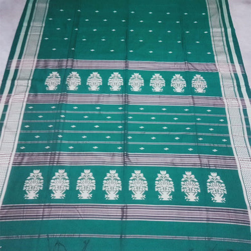 Bottle green color with butas sausar cotton saree - Sarikart Online