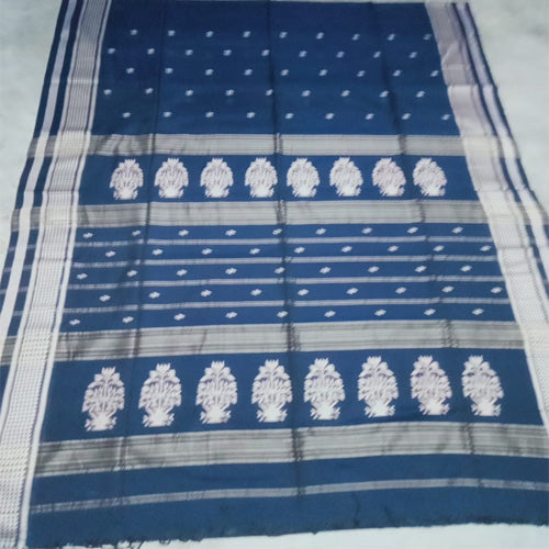 Navy blue color with butas sausar cotton saree - Sarikart Online